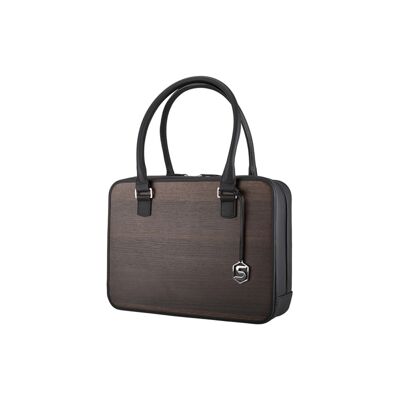 Mary handbag - Made from real wood smoked oak and cowhide black