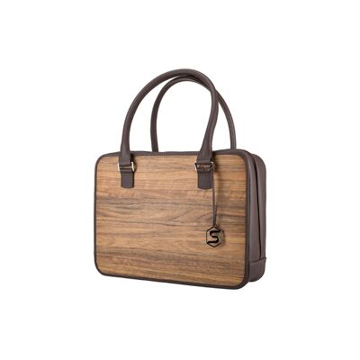 Mary handbag - Made from real wood Amazaque and brown cowhide