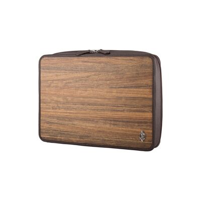 Borsa per laptop Leo 13" - Realizzata in vero legno Amazaque e pelle bovina marrone