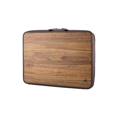 Borsa per laptop Leo 15" - Realizzata in vero legno Amazaque e pelle bovina marrone