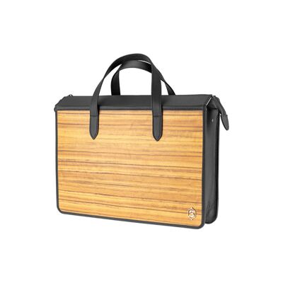 James briefcase - Made from real wood Amazaque and black cowhide