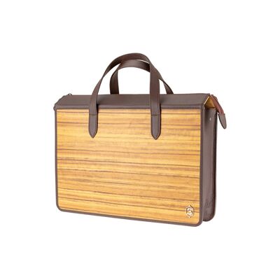 James Briefcase - Made from real wood Amazaque and brown cowhide