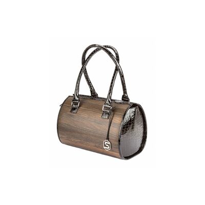 Carmen handbag - Made from real smoked oak wood and patent leather in a crocodile look