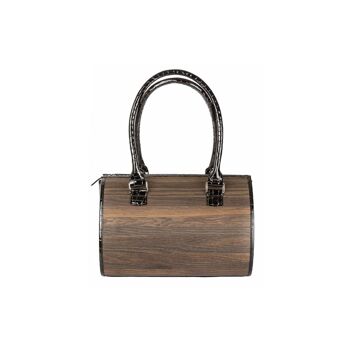 Sac à main Carmen - Fabriqué à partir de bois de chêne véritable fumé et de cuir verni à l'aspect crocodile 4