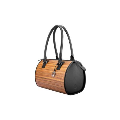 Carmen handbag - Made from real wood Amazaque and black cowhide