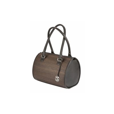 Carmen handbag - Made from real smoked oak wood and black cowhide