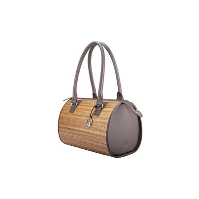 Carmen handbag - Made from real wood Amazaque and brown cowhide