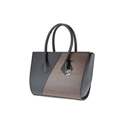 Betty handbag - Made from real smoked oak wood and black cowhide
