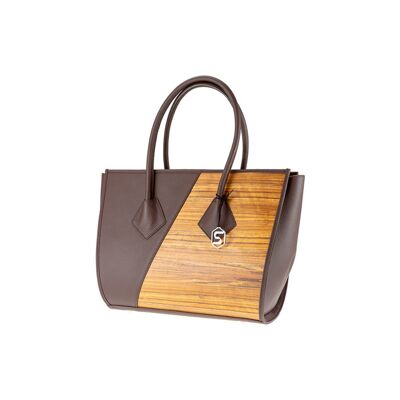 Betty handbag - Made from real wood Amazaque and brown cowhide