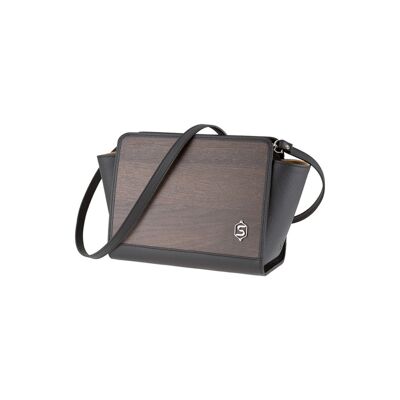 Mia handbag - Made from real smoked oak wood and black cowhide