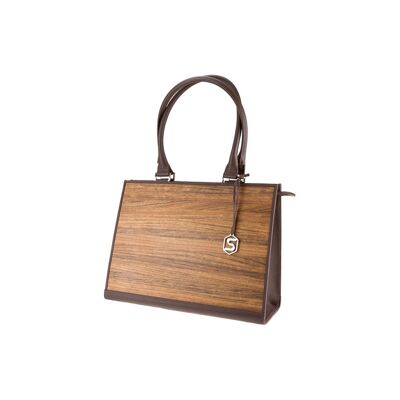 Ruby handbag - Made from real wood Amazaque and brown cowhide