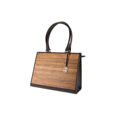 Borsa a mano Ruby - Realizzata in vero legno Amazaque e pelle bovina nera