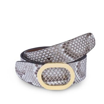 Ceinture python - gris bleu naturel - doré