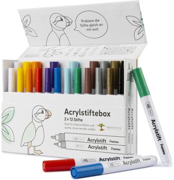 Ensemble de crayons acryliques mixtes : 12x 2-3 mm + 12x 0,7 mm 1