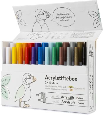 Ensemble de crayons acryliques mixtes : 12x 2-3 mm + 12x 0,7 mm 2