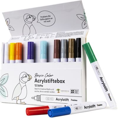 Ensemble de crayons acryliques Couleur de base : 12x 2-3 mm