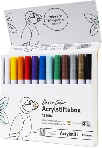 Ensemble de crayons acryliques Couleur de base : 12x 0,7 mm 2