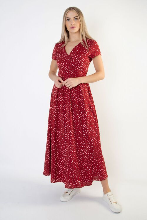 Cutie London RED Spot Midi Wrap Dress