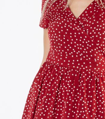 Cutie London - Robe portefeuille mi-longue à pois ROUGE 4