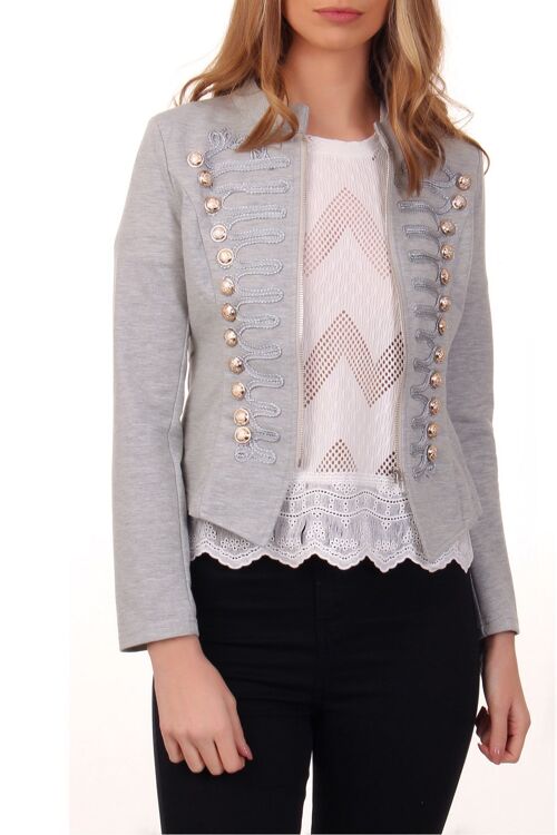 Cutie London Military Style Blazer - Light Grey