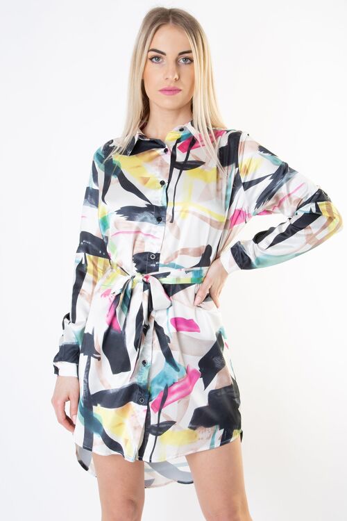 Abstract Print Shirt Dress