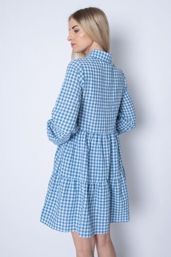 Robe Smockée Oversize à Carreaux - Bleu 3