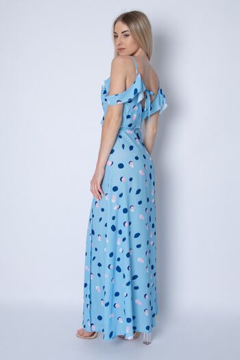 Maxi Robe Portefeuille à Pois - Bleu 3