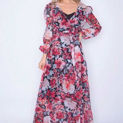 Full Sleeved Textured Fully Lined Wrap Dress
