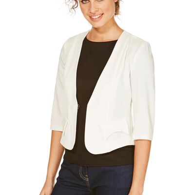 Cutie White 3/4 Sleeve Fitted Blazer