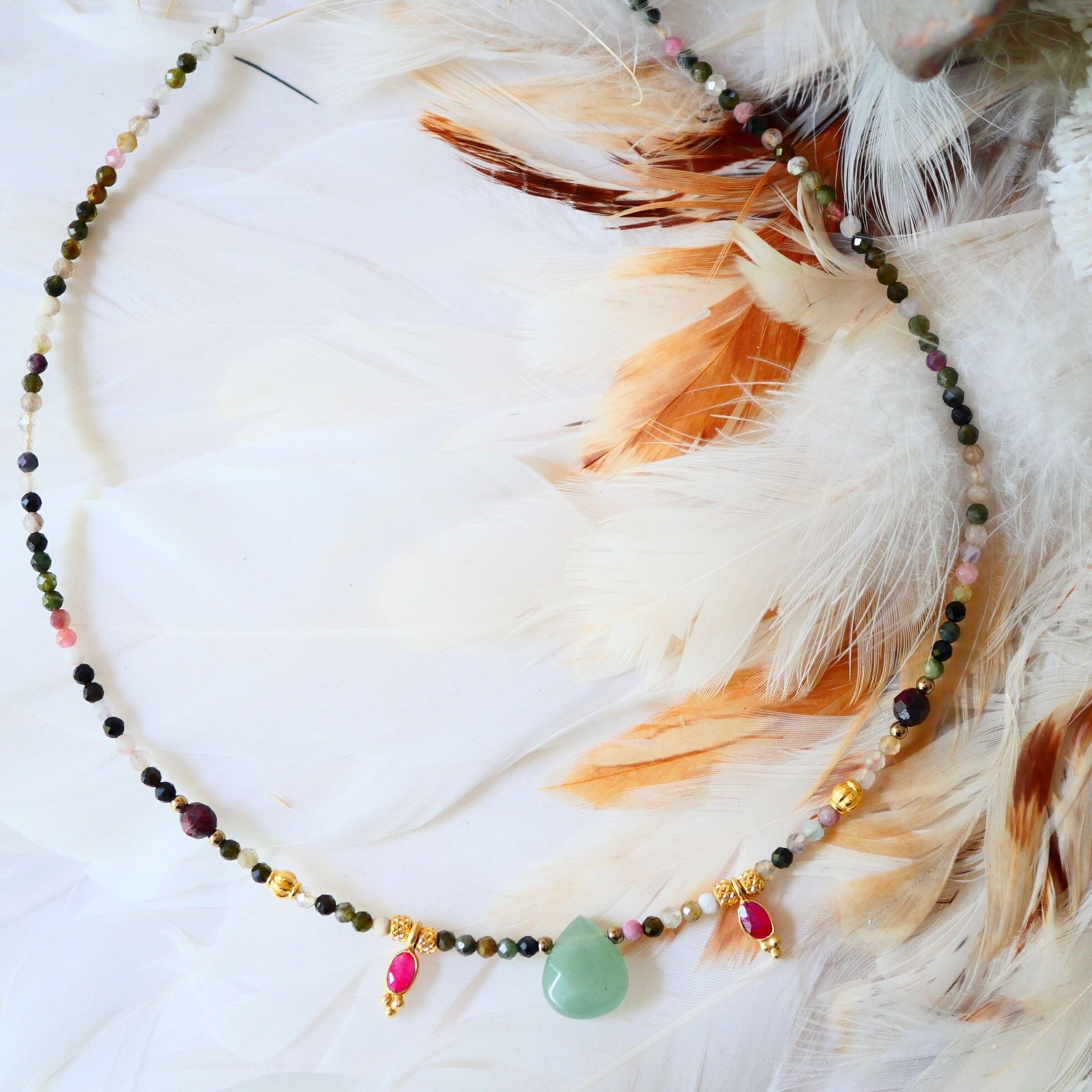 COLLANA TORMALINA, AVVENTURINA - RADHA