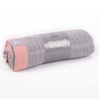 Organic Cellular Blanket Grey and Pink - 120x100cm Cot Size
