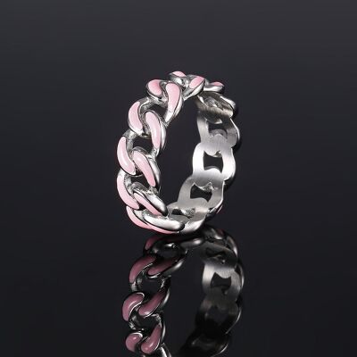 Kubanischer Ring in Rosa & Silber