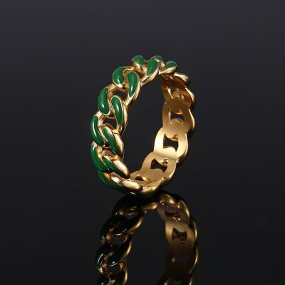 Green & Gold Cuban Ring