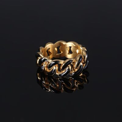Black & Gold Cuban Ring