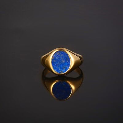 Anillo de sello con lapislázuli azul real - Oro