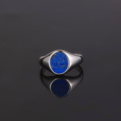 Royal Blue Lapis Lazuli Signet Ring - Silver