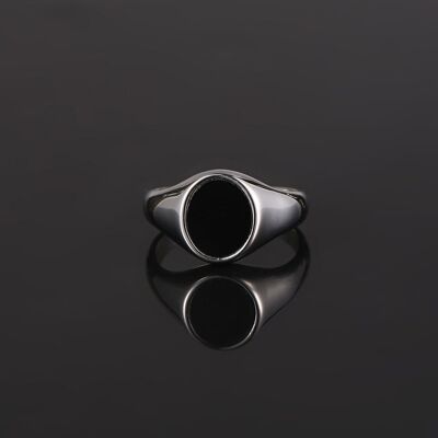 Black Onyx Signet Ring - Silver