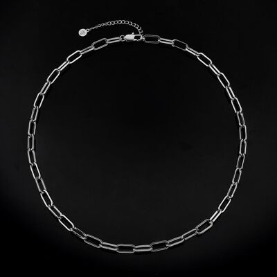 Silver Paperclip Chain (6MM) -  White Gold (Silver)