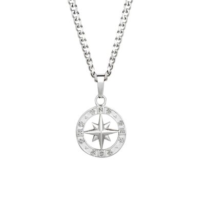 North Star Compass Pendant - Silver - Silver