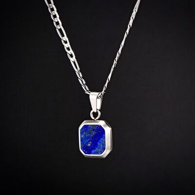 Blue & Silver Lapis Lazuli Pendant - Silver