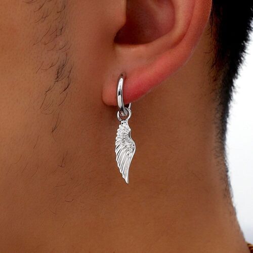 14K Gold Wing Earring - Pair - Silver