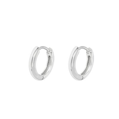 925 Sterling Silver Hoop Earrings (12MM) - Pair - Silver