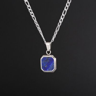 Blue & Gold Lapis Lazuli Pendant - Silver