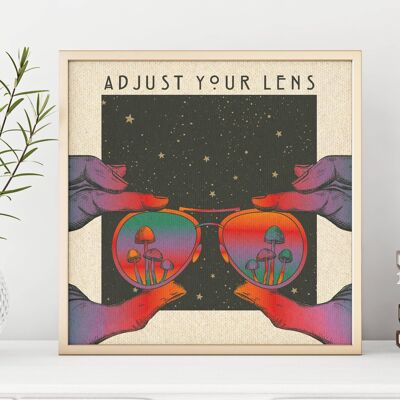 Adjust Your Lens -  Square Art Print, Poster, Psychedelic 70s Wall Art / 210mm x 210mm (8.26" x 8.26")