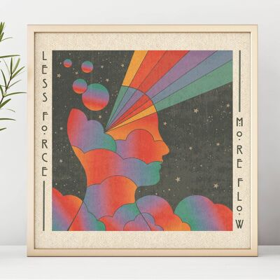 Flow -  Square Art Print, Poster, Psychedelic 70s Wall Art / 148mm x 148mm (3.7" x 3.7")