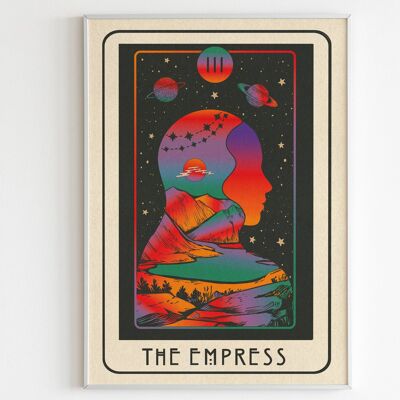 Inktally Tarot - The Empress - Portrait Art Print, Poster, Psychedelic 70s Wall Art / A5:  148 × 210 mm 5.8 × 8.3 in