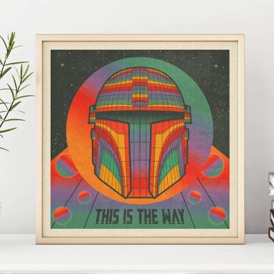 Mando -  Square Art Print, Poster, Psychedelic 70s Wall Art / 210mm x 210mm (8.26" x 8.26")