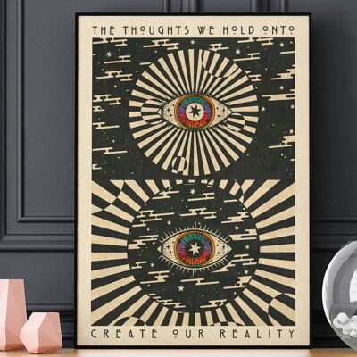 Reality Portrait Art Print, Poster, Psychedelic 70s Wall Art / A5:  148 × 210 mm 5.8 × 8.3 in