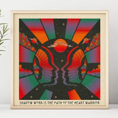 Shadow Work -  Square Art Print, Poster, Psychedelic 70s Wall Art / 148mm x 148mm (3.7" x 3.7")