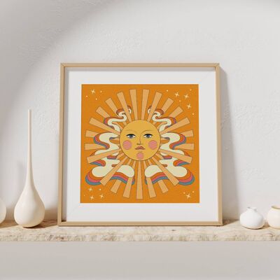 Sun Flow -  Square Art Print, Poster, Psychedelic 70s Wall Art / 297mm x 297mm (11.69" x 11.69") 4